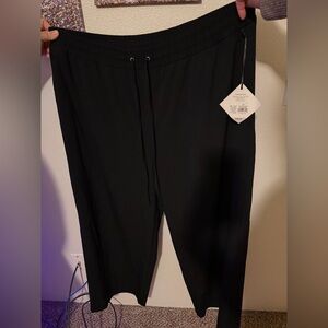 Black wide leg trouser pants